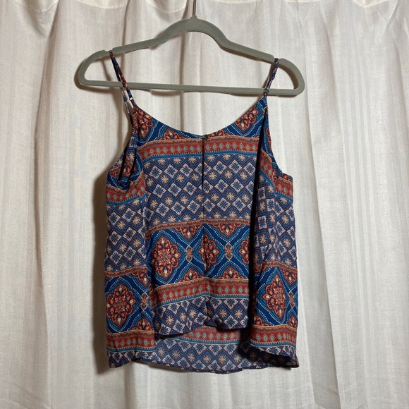 Forever 21 Womens Blue Orange Boho Medallion Print Cami Tank Top M Festival - Picture 2 of 6
